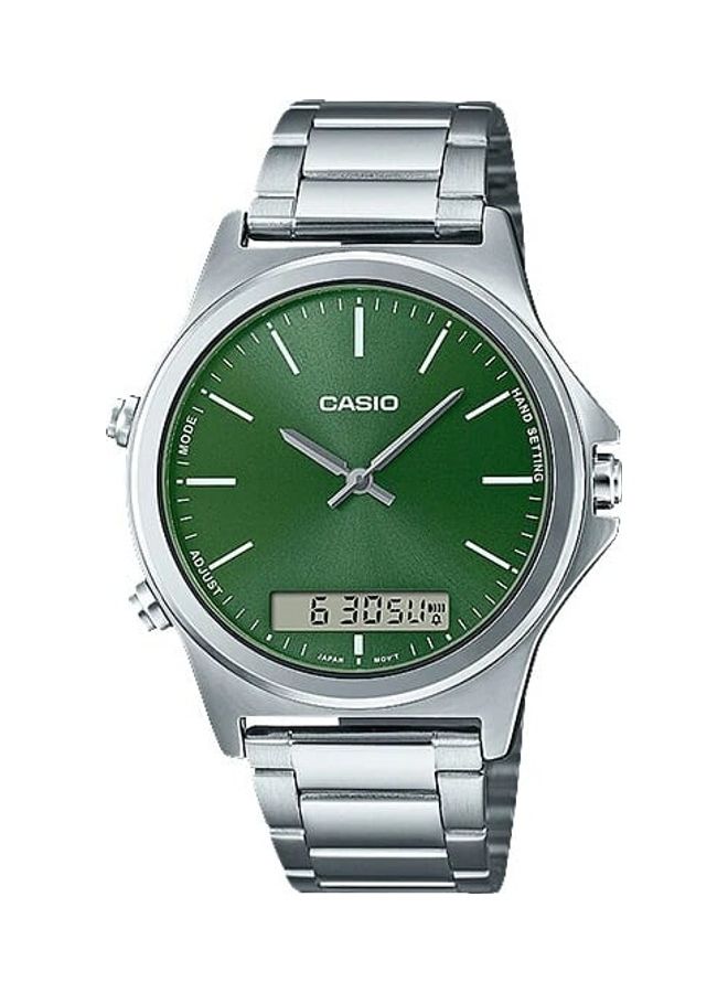 CASIO Men's Green Dial Stainless Steel Band Analog-Digital Wrist Watch MTP-VC01D-3EUDF - Image 1
