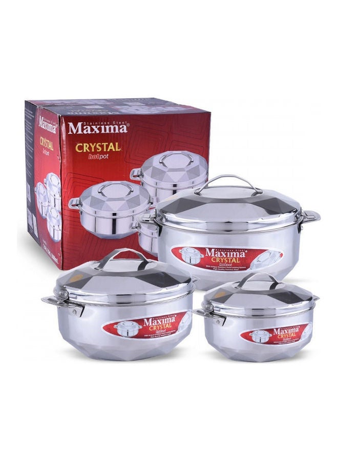Maxima - 3-Piece Stainless Steel Hot Pot Set Silver 2500ml - Image 1