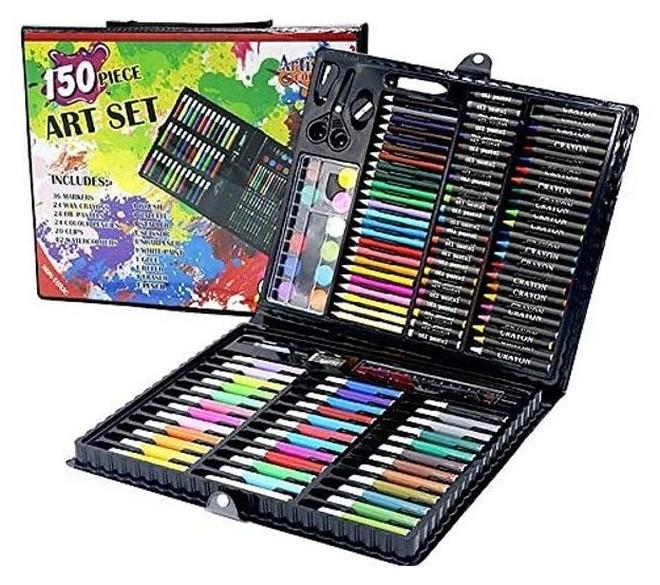 علبة هدايا لأقلام الألوان المائية للأطفال مكونة من 150 قطعة