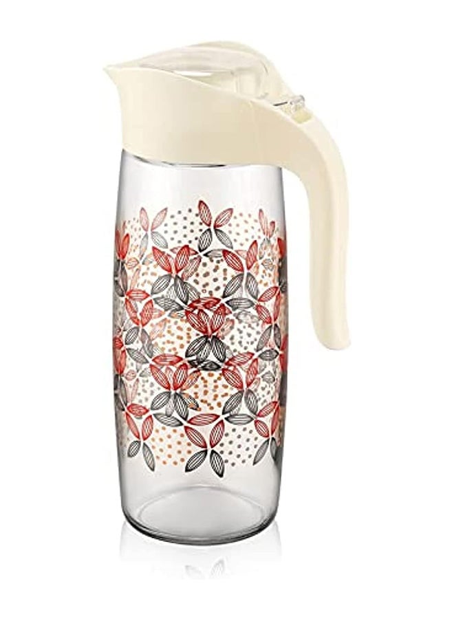 Oval Patterned 1600cc Water Pitcher with Lid Easy Clean Heat Resistant Glass Jug 1.6Liters - pnsku/N52342734A/45/_/1735556512/014ec25e-29d2-4c53-91c0-3b6bb9df7ac2