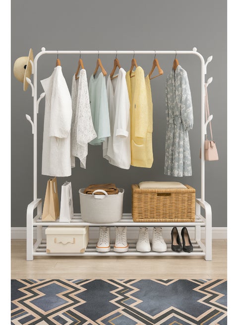 Clothes Organizer And Holder Metal Stand White 99x46x154cm