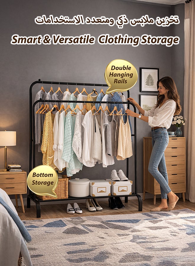 ALMUFARREJ Clothes Organizer And Holder Metal Stand Black 110x53x150cm - Image 4