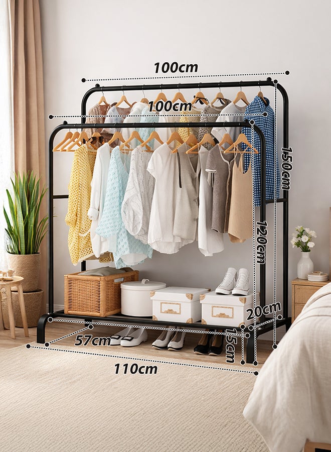 ALMUFARREJ Clothes Organizer And Holder Metal Stand Black 110x53x150cm - Image 3