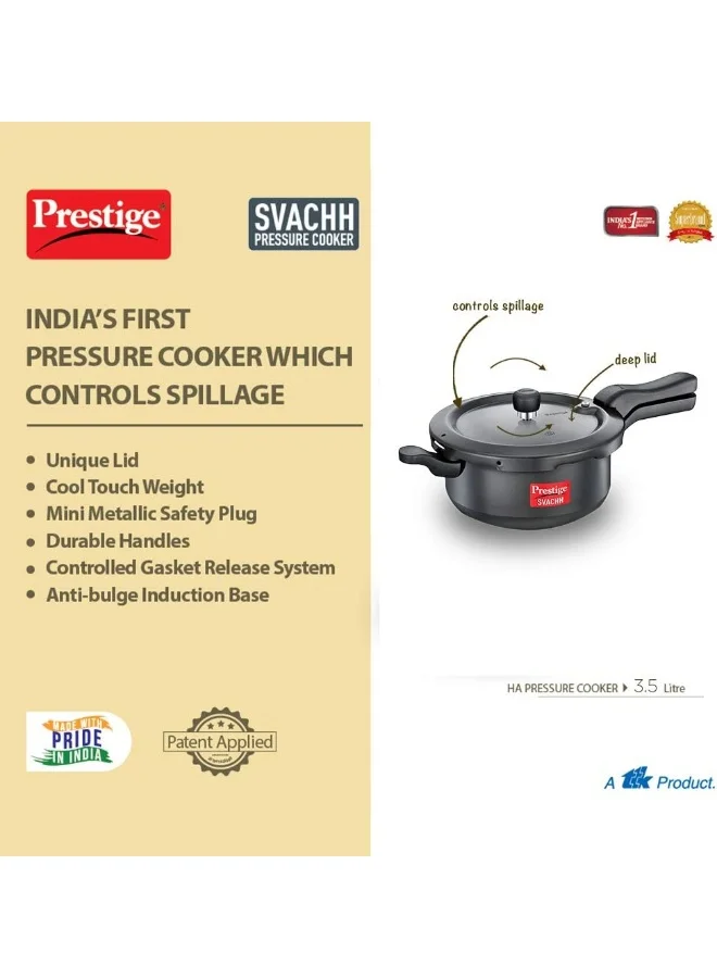 Prestige Svachh Hard Anodised Aluminium  Pressure Cooker Junior Deep Pan Black 3.5Liters