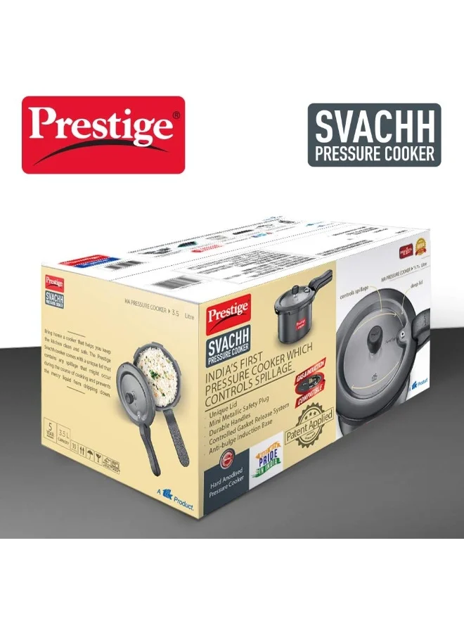 Prestige Svachh Hard Anodised Aluminium  Pressure Cooker Junior Deep Pan Black 3.5Liters