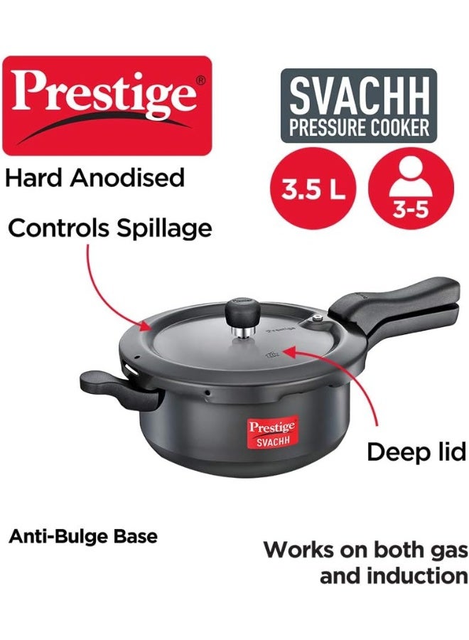 Prestige Svachh Hard Anodised Aluminium  Pressure Cooker Junior Deep Pan Black 3.5Liters - Image 2