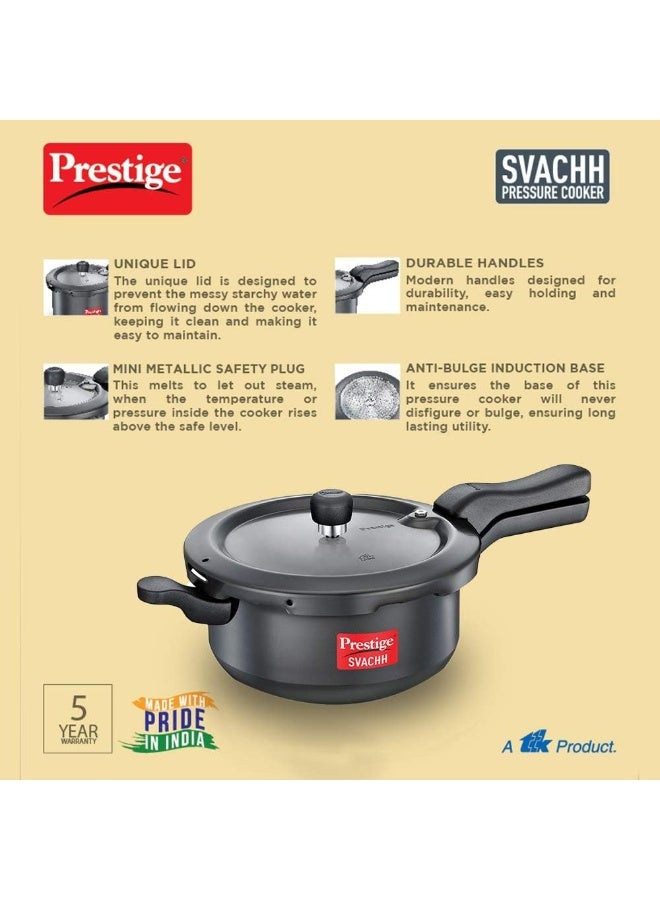 Prestige Svachh Hard Anodised Aluminium  Pressure Cooker Junior Deep Pan Black 3.5Liters - Image 4