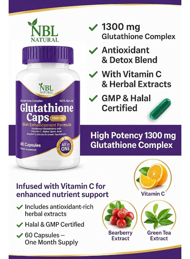 Nbl Natural Advanced Glutathione Complex With Vitamin C Skin Whitening Capsules 60'S