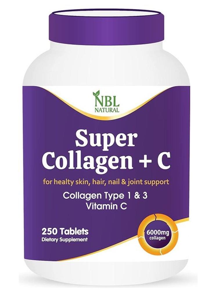 أن بي أل ناتشورال سوبر كولاجين مع فيتامين C للشعر، والبشرة، والأظافر، والمفاصل - 6000 مجم - 250 قرص - Image 1