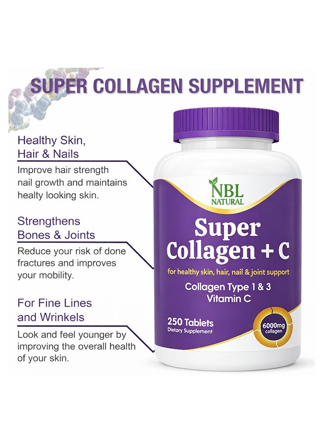 Super Collagen With Vitamin C for Hair, Skin, Nails & Joints – 6000MG - 250 Tablets - view 5