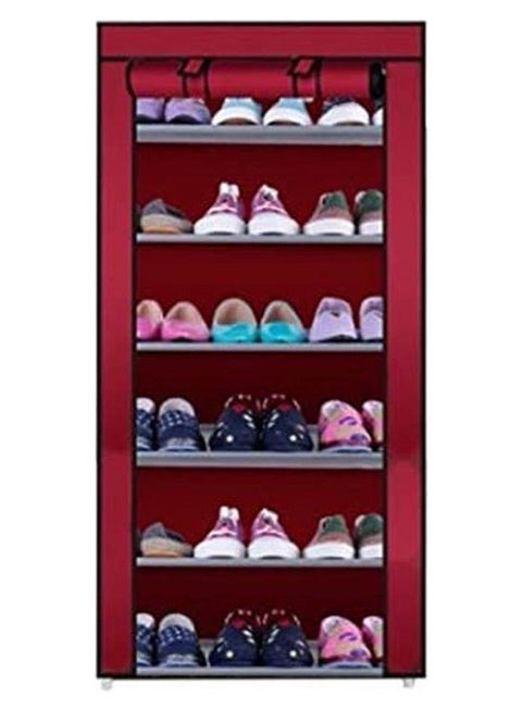 Shoe Cabinet 6-7 Layer Shoe Rack Organizer Red 60x30x108cm