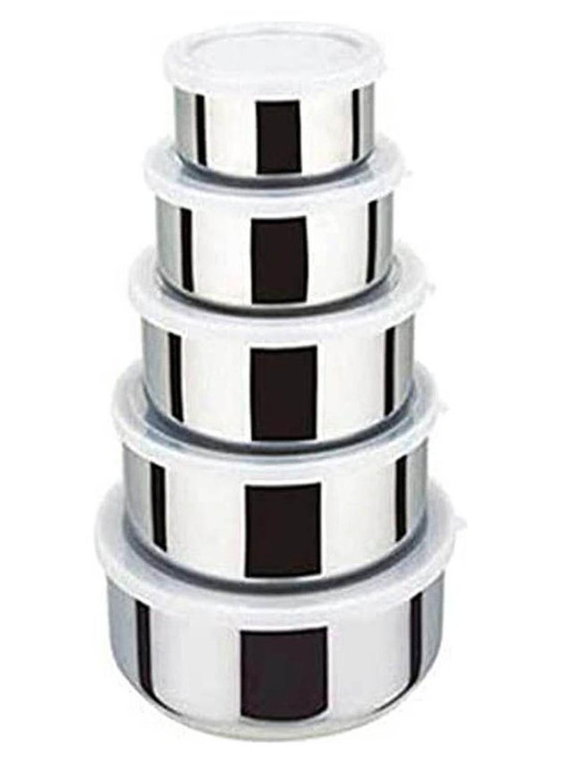 طقم علب من الإستانلس ستيل، مكون من 5 قطع. فضّي - Image 1