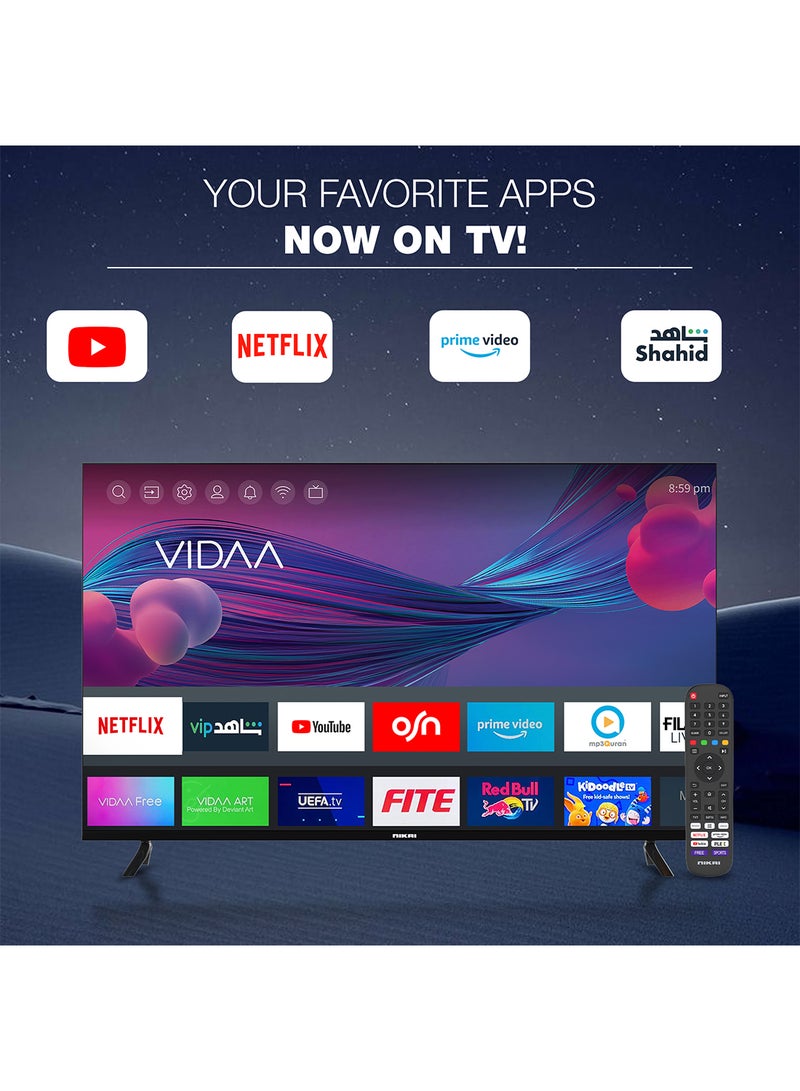 NIKAI - 55 Inch VIDAA OS, 4K Smart TV, UHD Quality, Dolby Vision, Smooth Motion, Quad Core Processor, Game Mode Plus, Official Apps YouTube, Netflix, Shahid UHD55SVDLED1 Black - Image 1