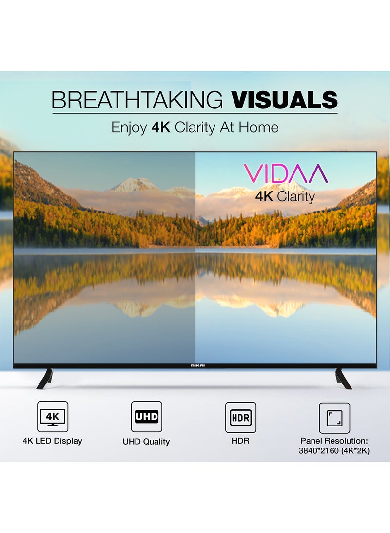 NIKAI - 55 Inch VIDAA OS, 4K Smart TV, UHD Quality, Dolby Vision, Smooth Motion, Quad Core Processor, Game Mode Plus, Official Apps YouTube, Netflix, Shahid UHD55SVDLED1 Black - Image 1