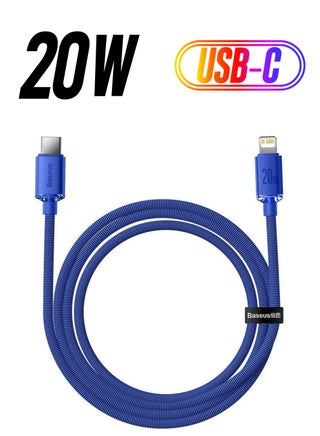 USB Type C to Lightning Cable Crystal Shine Series (1.2M), 20W Fast Charging PD Power Delivery For Apple iPhone 14 Pro Max, 14, 13, 12, 11, Pro, Max, Mini, SE, iPad, AirPods and More Blue - pnsku/N52356726A/45/_/1738233221/694dba7b-e729-4eca-8cff-637f70e05443