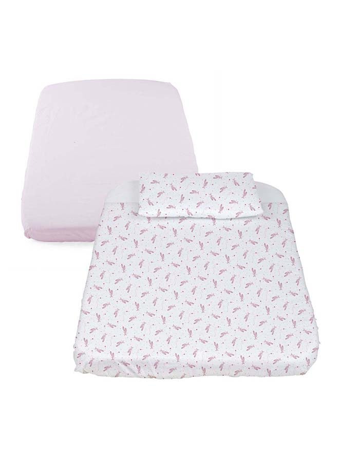 Chicco - Crib Set 3 Pcs (Fitted Sheet, Upper Sheet, Pillow Case) For Next2Me Air/Magic, Pink Ballet - Image 1