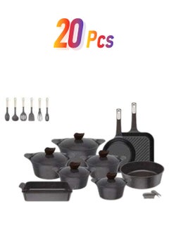 Neoflam 20-Piece Cookware Granite Set Black 