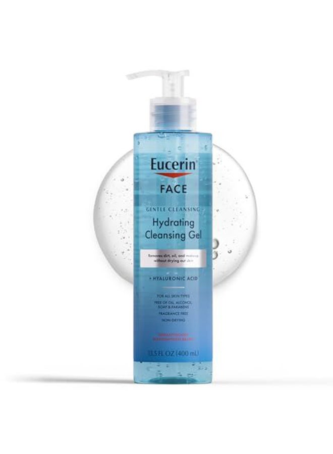 Eucerin Face Gentle Cleansing Hydrating Cleansing Gel, Daily Face Wash and Makeup Remover with Hyaluronic Acid, 13.5 Fl Oz 400ml - Image 1