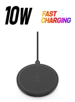 belkin Boostcharge 10W Wireless Charging Pad - Qi-certified Fast Charger For iPhone, Samsung, Google, And More - Sleek And Compact Design Black  - Image 1
