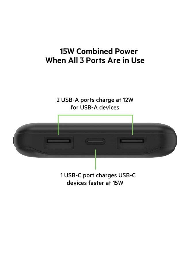باور بنك بمنفذي USB Type-C 10000 mAh لون أسود.