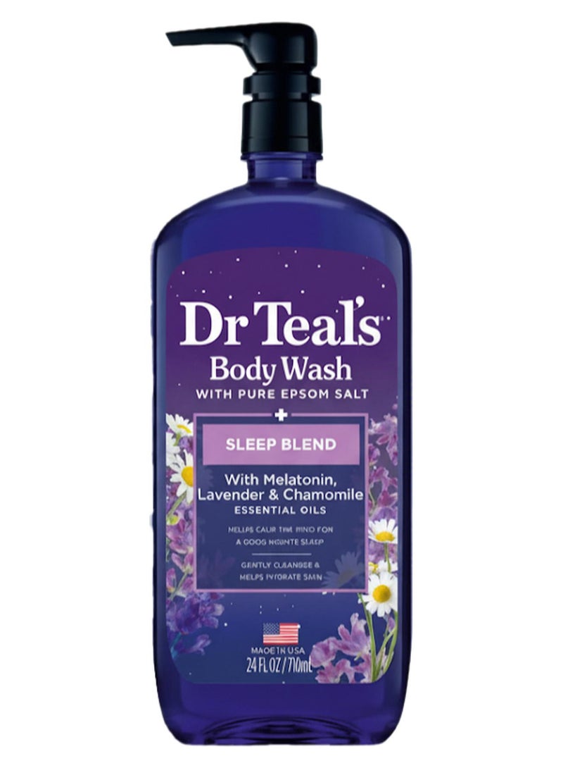 Dr Teal's Sleep Blend Body Wash with Pure Epsom Salt & Melatonin - Promotes a Better Night's Sleep with Lavender & Chamomile Oils 710ml - Image 1