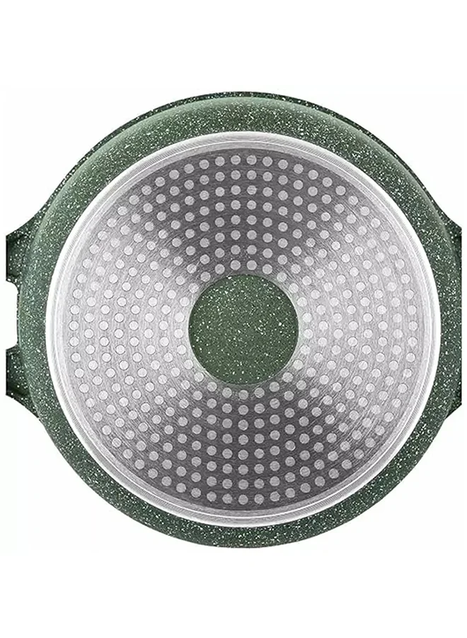 Prestige Granite Non-Stick Aluminium Sauce Pan With Lid Green/Clear 20cm