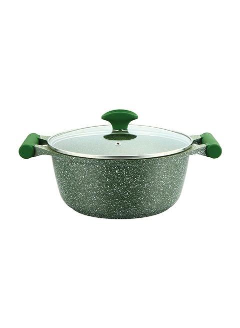 Granite Non-Stick Aluminium Sauce Pan With Lid Green 24cm