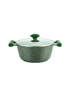 Granite Non-Stick Aluminium Sauce Pan With Lid Green 32cm