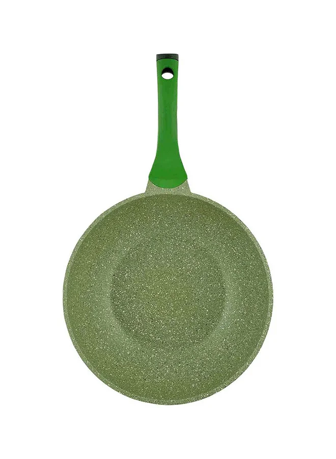 Prestige Granite Non-Stick Aluminium Wok Pan With Lid Green 30cm
