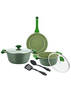 Prestige 7-Piece Granite Non-Stick Aluminium Essentials Cookware Set Green  - Image 1