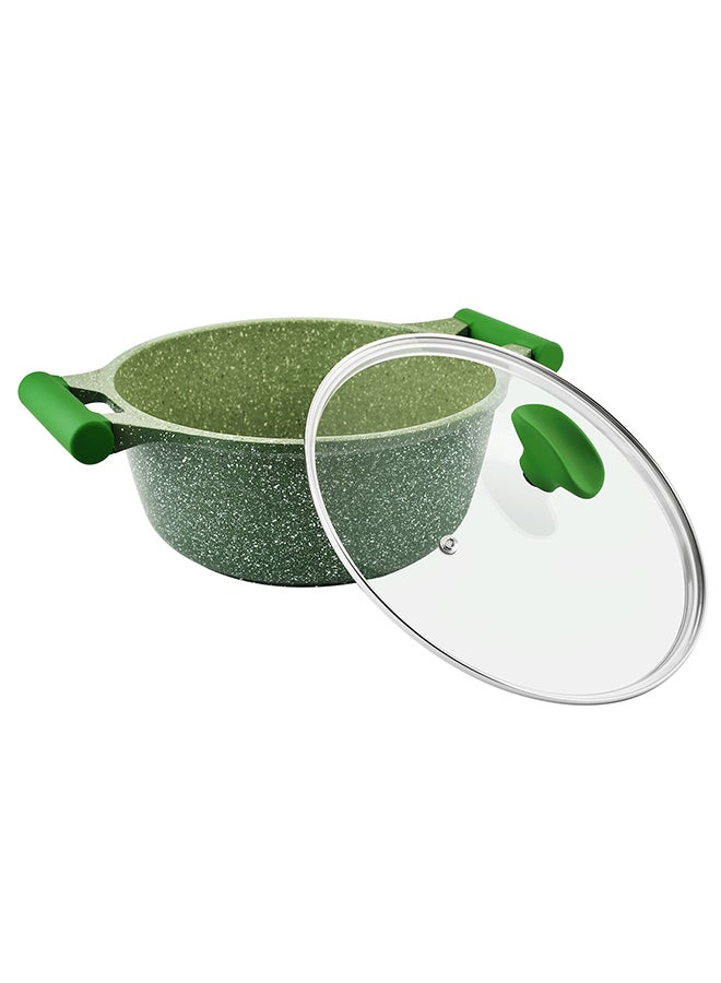 برستيج طقم أواني طهي مانعة للالتصاق من الألومنيوم والجرانيت من مجموعة إسينشالز من 7 قطع أخضر / شفاف / أسود - Image 5