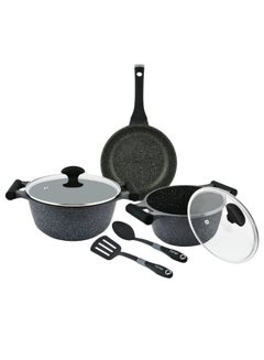 Prestige 7-Piece Granite Non-Stick Aluminium Essentials Cookware Set Black  - Image 1