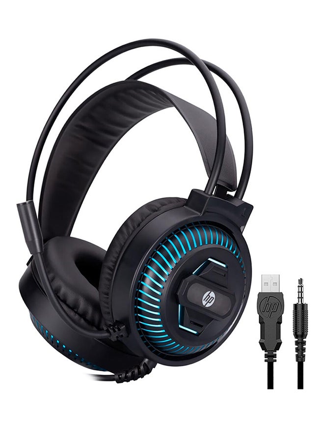 HP Noise-Isolating USB Gaming Headset with LED Microphone Over-Ear Stereo Sound, Adjustable Fit Headband DHE-8001U Black  - Image 1