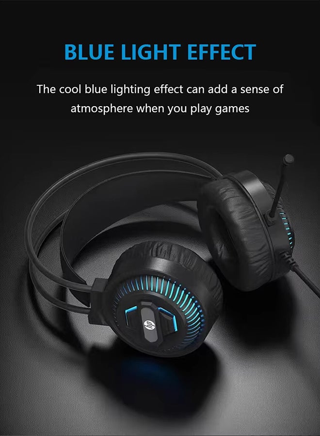HP Noise-Isolating USB Gaming Headset with LED Microphone Over-Ear Stereo Sound, Adjustable Fit Headband DHE-8001U Black  - Image 3