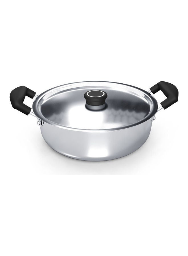 DELICI Stainless Steel Kadai Pan 22cm (DKP 22B), Heat Resistant Handle & Knob, Premium Lid, Flared Rim, Heavy Base Sandwich Bottom, 304 Grade, Sleek Exterior, Oven Safe, Non-Stick Interior, Corrosion Resistant, Dishwasher Safe Silver 22cmcm  - Image 1