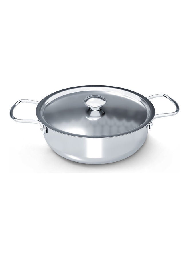 DELICI Stainless Steel Kadai Pan 22cm (DKP 22W), Well Polished Exterior, Non-Stick Interior, Oven Safe, Dishwasher Safe, 304 Grade, Ergonomic Handle, Premium Lid, Heavy Base Sandwich Bottom, Strong & Durable Stainless Steel 22cm  - Image 1