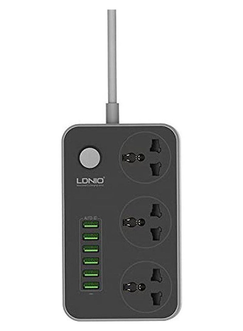 مشترك كهرباء Sc3604 مع 3 مقابس تيار متردد + 6 منافذ USB