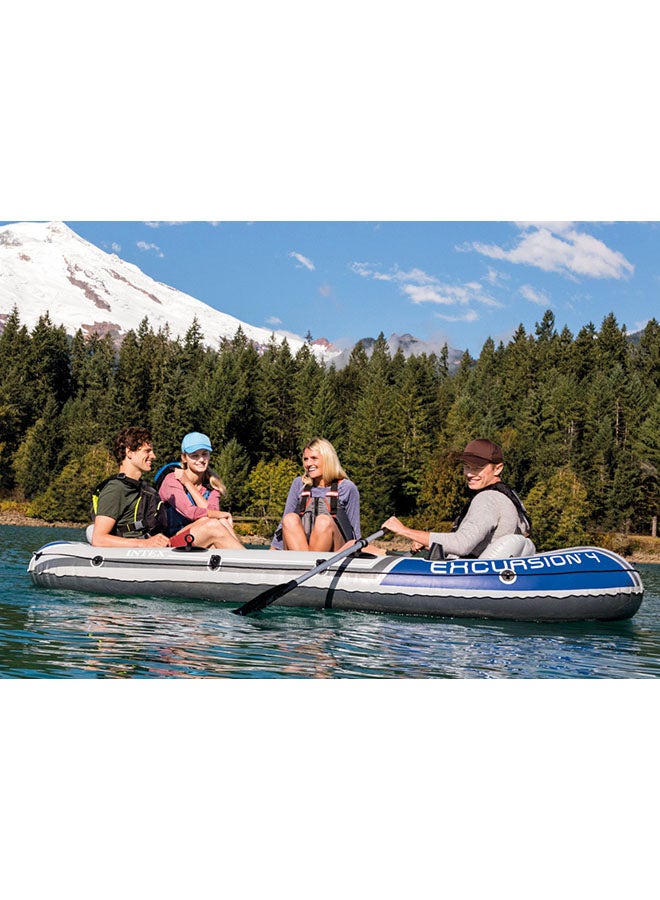 INTEX - INTEX Excursion Inflatable Boat Series: Includes Deluxe 54in Boat Oars and High-Output Pump – SuperTough PVC – Adjustable Seats with Backrest – Fishing Rod Holders – Welded Oar Locks - Image 1