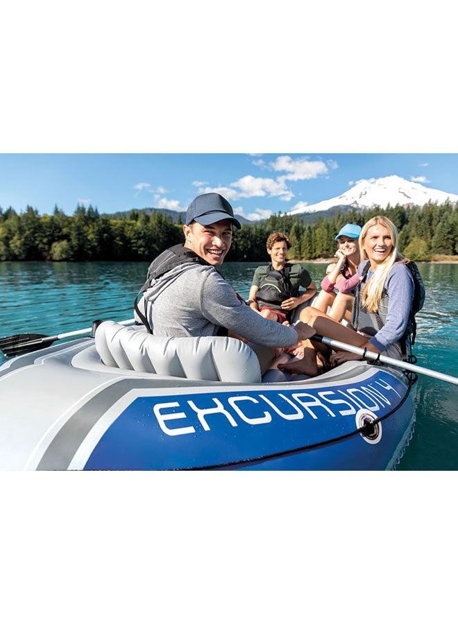 INTEX - INTEX Excursion Inflatable Boat Series: Includes Deluxe 54in Boat Oars and High-Output Pump – SuperTough PVC – Adjustable Seats with Backrest – Fishing Rod Holders – Welded Oar Locks - Image 1