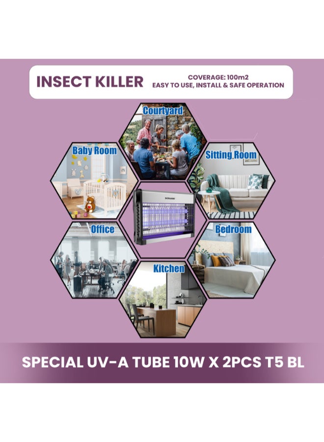 SONASHI - Fly, Mosquitoes, and Insect Killer 31W with UV-A Tube for Instant Killing | No Poisonous Vapor/Odor | Easy hanging and clean with Removable Tray | Low Power Consumption Device 31 W SIK-720N Black - Image 1