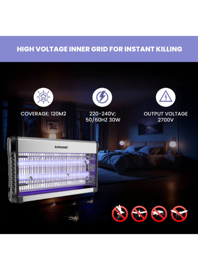 SONASHI - 41W Electric Automatic Pest Bug/Mosquito/Insect Killer With UV-A Tubes | No Poisonous Vapor/Odor | Hanging Chain for Easy Installation | Suitable for Kitchen, Home, Indoor, and Yards 41 W SIK-730N Black - Image 1