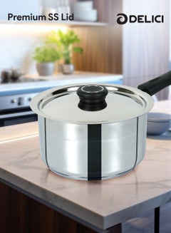 DELICI 5-Piece Stainless Steel Cookware Set (DSK 5B),304 Grade, Oven Safe, Dishwasher Safe, Includes 22cm Fry Pan, 22cm Kadai Pan with Lid, 16cm Milk Pan with Lid Stainless Steel  - Image 4