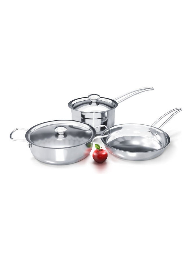 5-Piece Stainless Steel Cookware Set DSK 5W Oven Safe, Dishwasher Safe, 304 Grade, Includes 22cm Fry Pan, 22cm Kadai Pan with Lid, 16cm Milk Pan with Lid Stainless Steel 22cm - pnsku/N52432505A/45/_/1739788954/5f64219a-4820-40e7-a7f4-57f2df2ae4e6