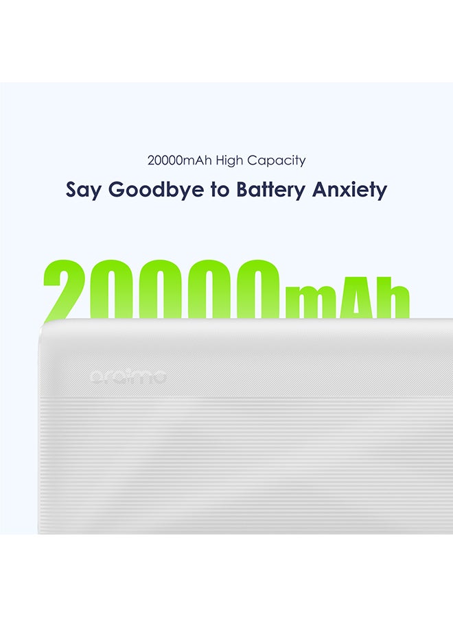 Oraimo 20000 mAh Traveler 4 Power Bank with 2.1A Fast Charging,Type C &Micro Dual Input &Dual USB Output,Multi-Layer Protection with LED Torch White - Image 4