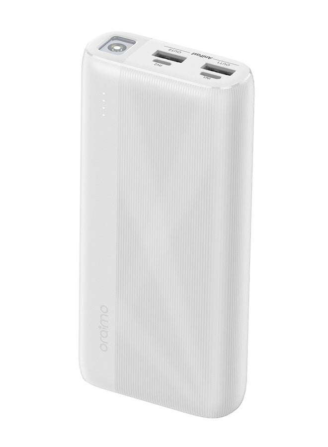 Oraimo 20000 mAh Traveler 4 Power Bank with 2.1A Fast Charging,Type C &Micro Dual Input &Dual USB Output,Multi-Layer Protection with LED Torch White - Image 2