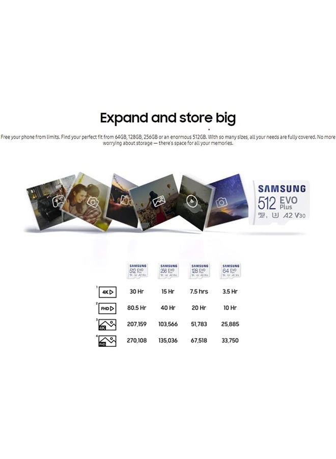 سامسونج - بطاقة ذاكرة Evo plus 128GB microSD SDXC U3 فئة 10 A2 محول 130 برميل/الثانية 2021 MB-MC128KA/APC - Image 1