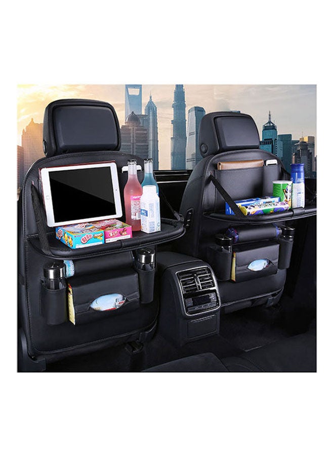 Generic Car Seat Back Storage Organizer And Storage Bag With Faux Leather Folding Table And Multifunction Organizer Holder  - Image 3
