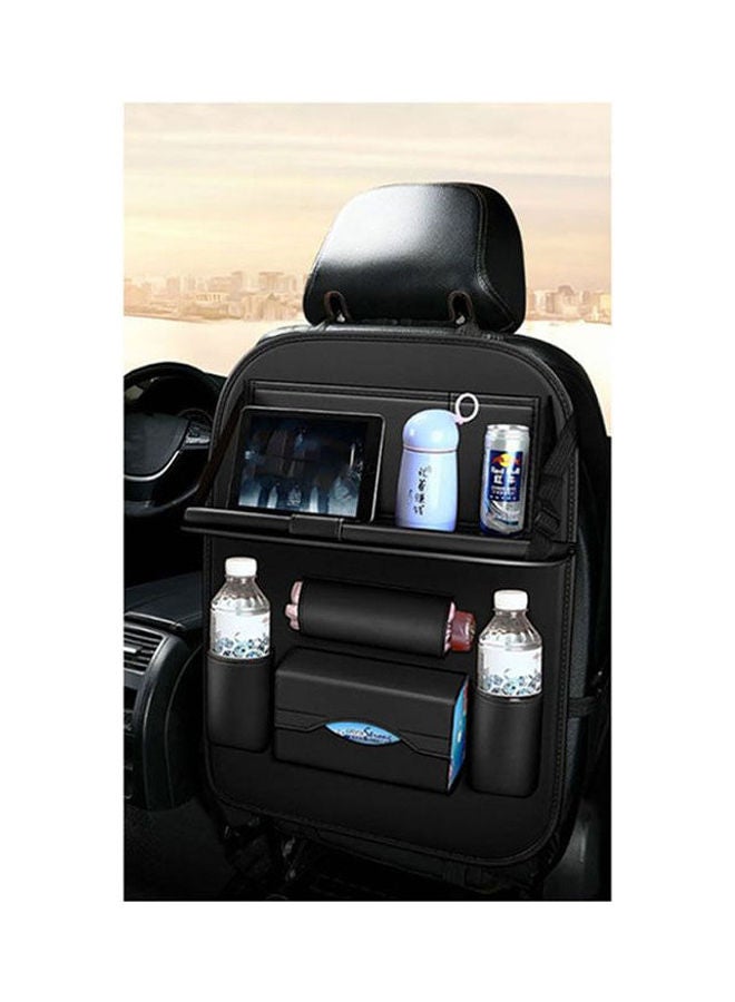 Generic Car Seat Back Storage Organizer And Storage Bag With Faux Leather Folding Table And Multifunction Organizer Holder  - Image 2