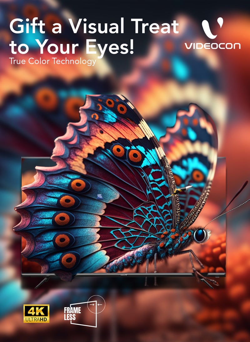 VIDEOCON - 55-Inch Edgeless 4K UHD Smart TV With Dolby Audio And Wall Mount Included In The Box e55el1100 Black - Image 1