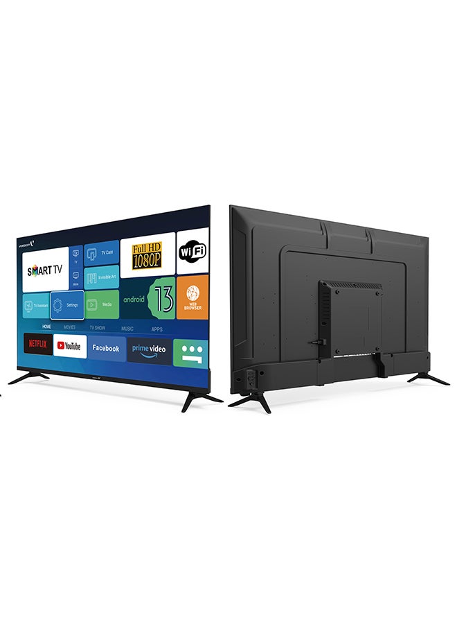 VIDEOCON - 43 Inch Edgeless Android 14 Full HD Smart TV Netflix, Youtube, Amazon Prime Etc E43EL1100 Black - Image 1